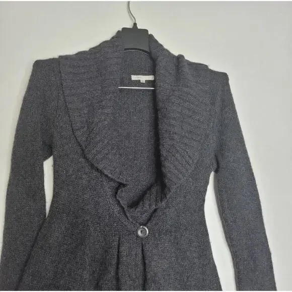 Vince Charcoal Alpaca Cashmere Shawl Collar Wrap Sweater Coat XS